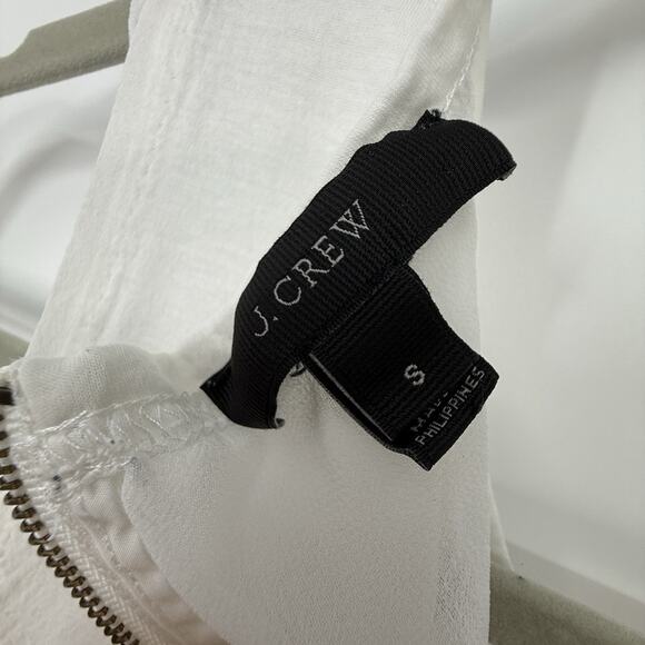 J Crew Womens Sleeveless Layered Top size Small White Chiffon Hem Zipper Back - Picture 9 of 12